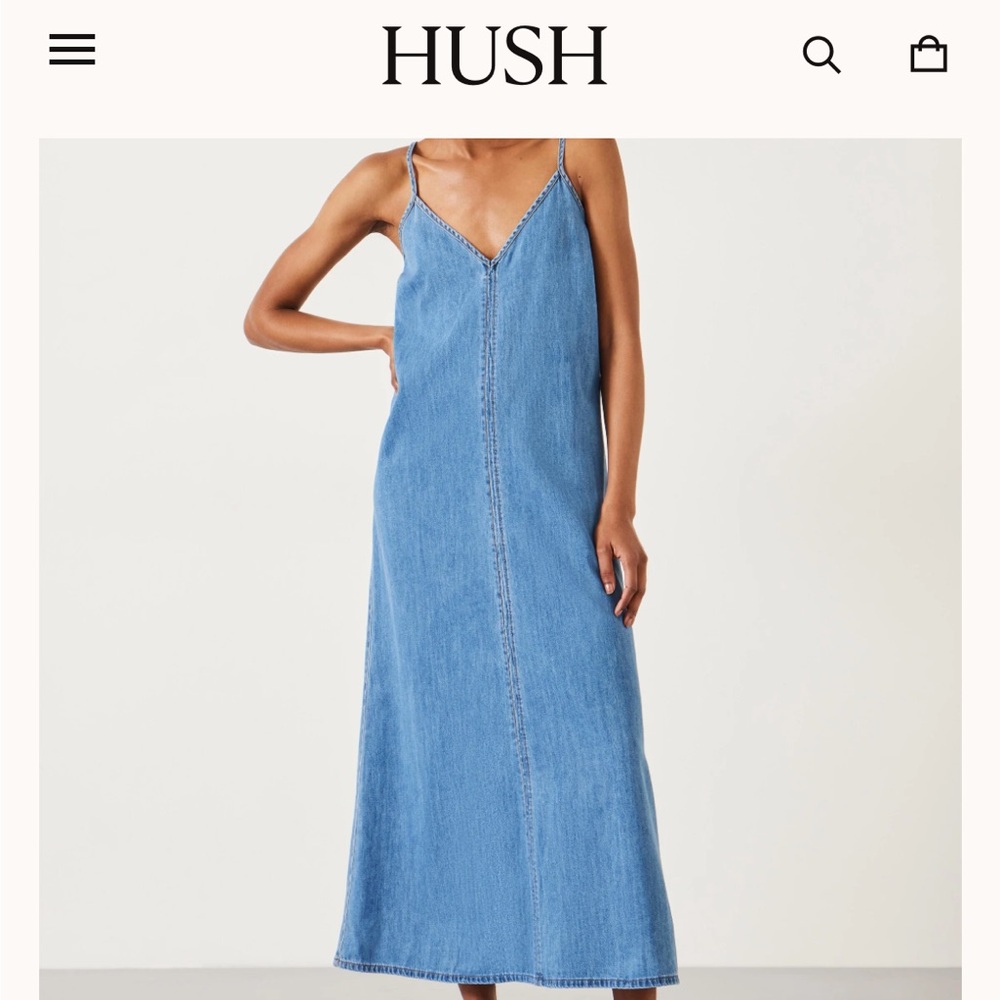 Hush denim slip maxi dress, new with tags! High quality fabric.